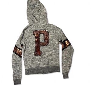 PINK Victoria's Secret Heather Gray Zip-Up Hoodie